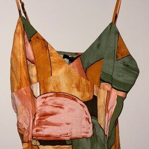 Abstract Multicolor Spaghetti Strap Dress